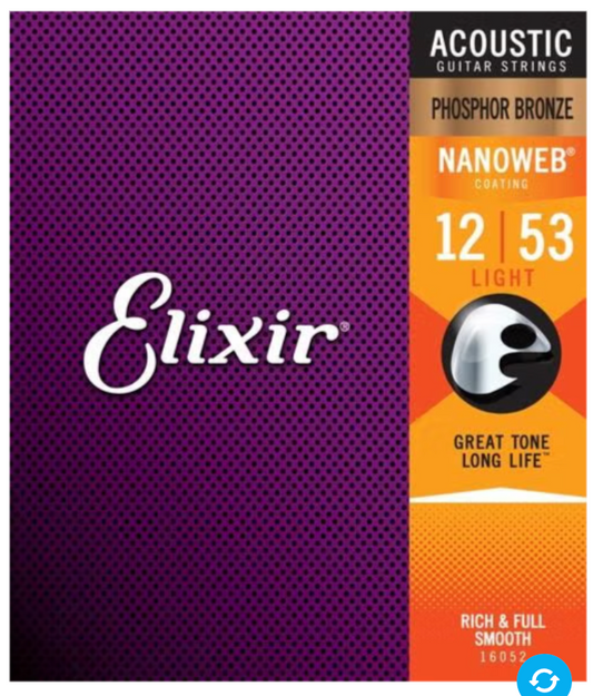 Elixir Phosphor Bronze Acoustic Guitar Strings w NANOWEB Coating