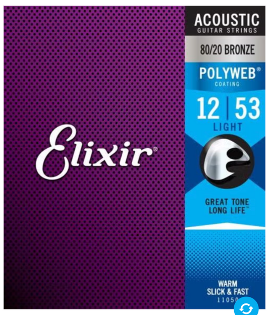 Elixir 80/20 Bronze Acoustic Guitar Strings w POLYWEB Coating