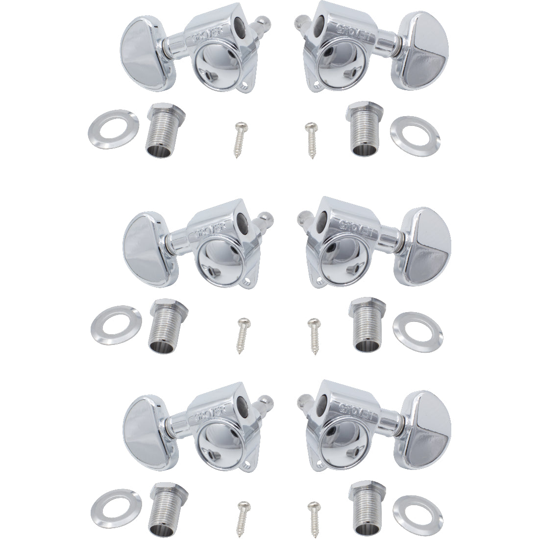 Grover 3+3 Chrome Guitar Tuners (Complete Set)